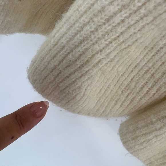 H&M Rib Knit Flared Peplum Wool Blend Sweater In Cream - Picture 6 of 9